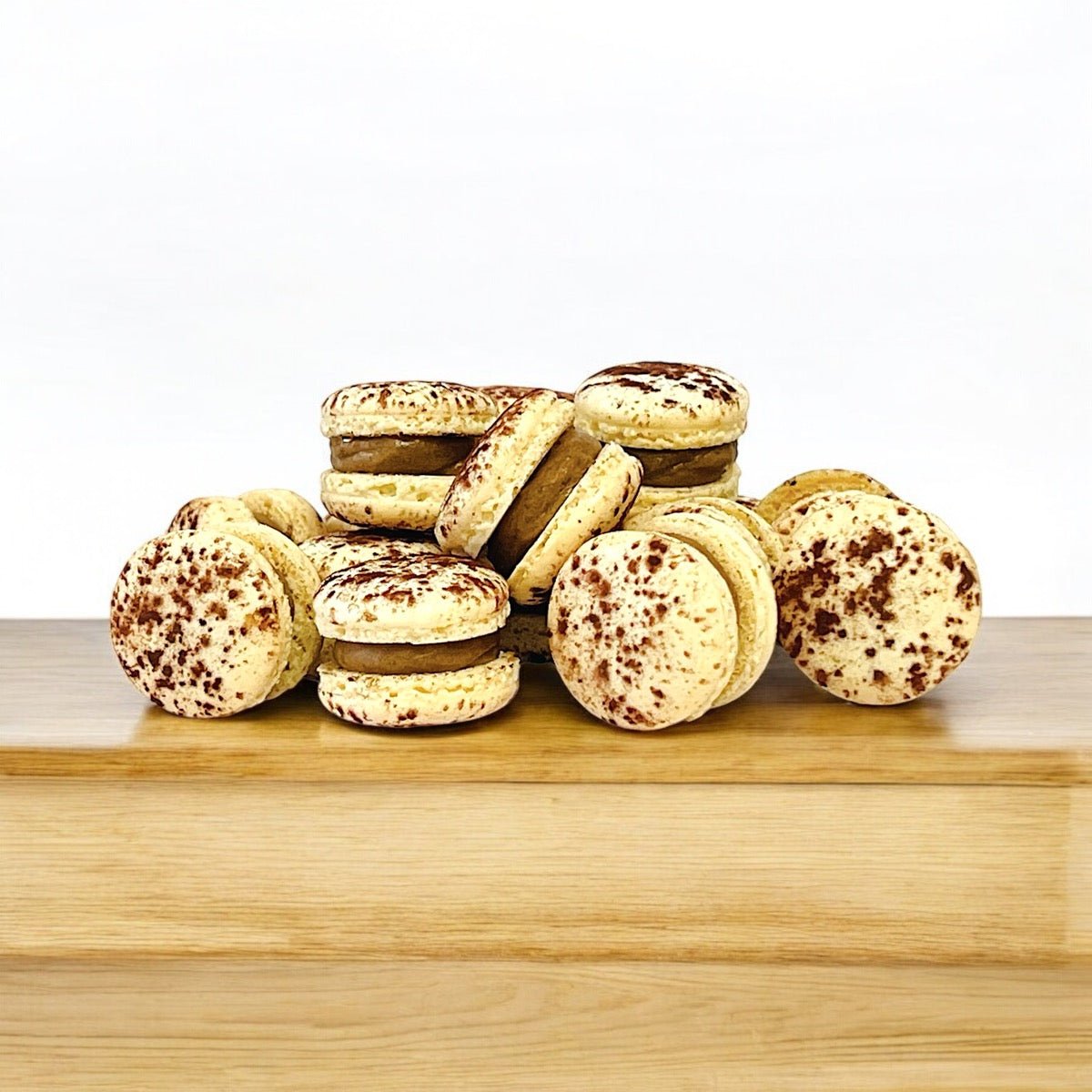 Tiramisu Mini Macarons - Perfect for Decorating Cupcakes, Cakes, Ice Cream, and More! - Macaron Centrale16 Pack