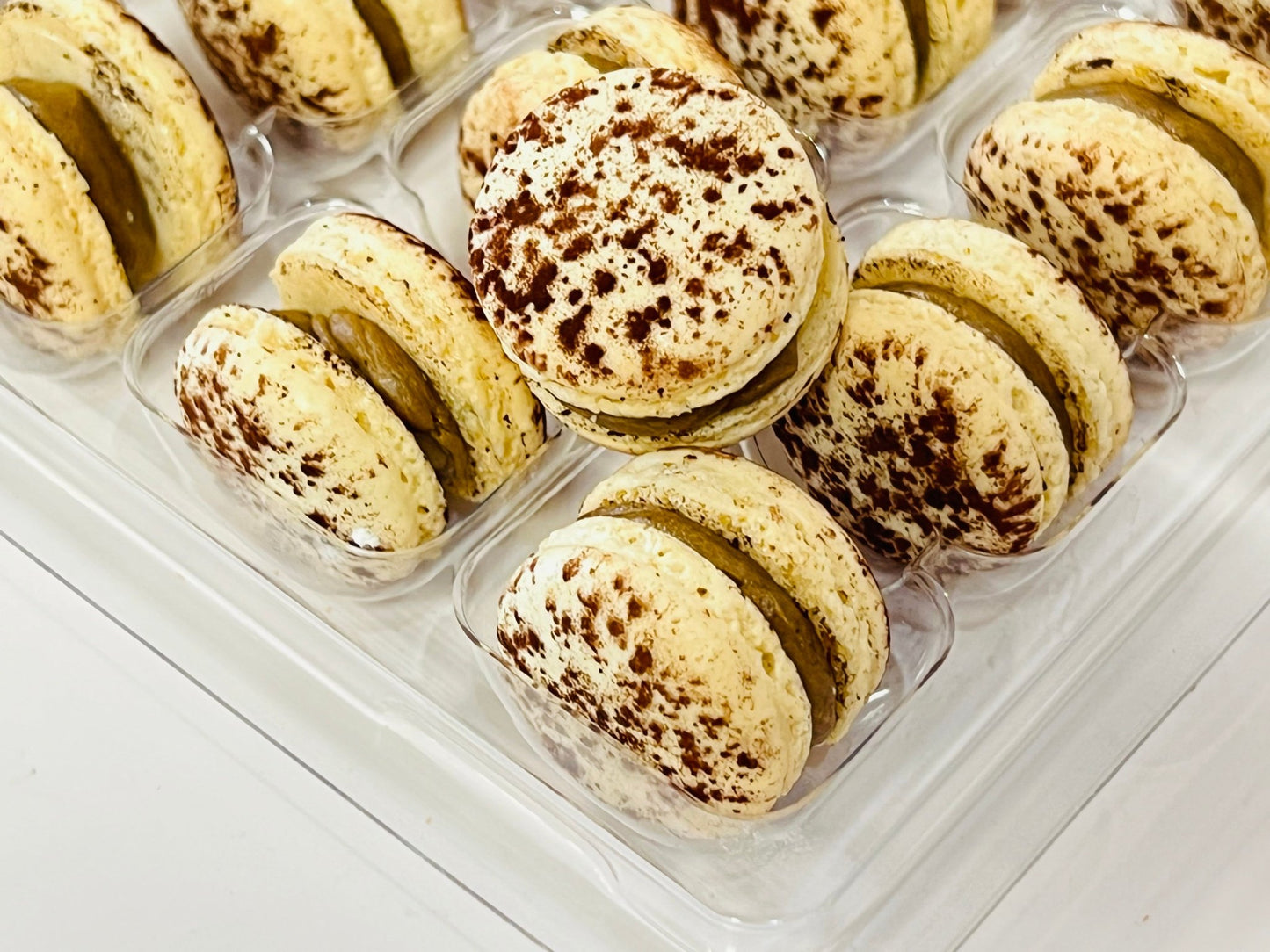 Tiramisu Mini Macarons - Perfect for Decorating Cupcakes, Cakes, Ice Cream, and More! - Macaron Centrale16 Pack