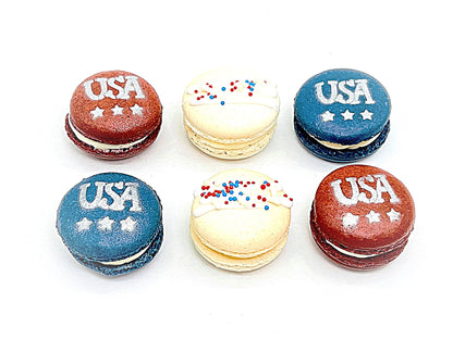 United States of Macarons | The Red, White, Blue USA Pack French Macarons - Macaron Centrale6 Pack