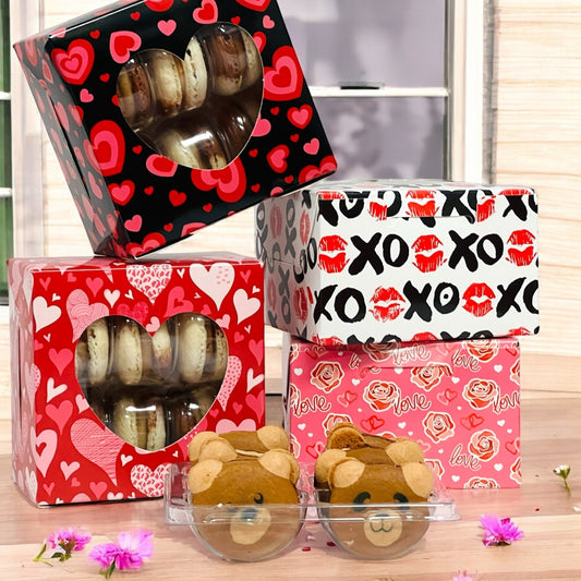 Valentine’s Teddy Bear Macarons – Custom Flavors in Gift Box - Macaron CentraleValentine'sDefault : Vanilla | Caramel | Chocolate6 Pack