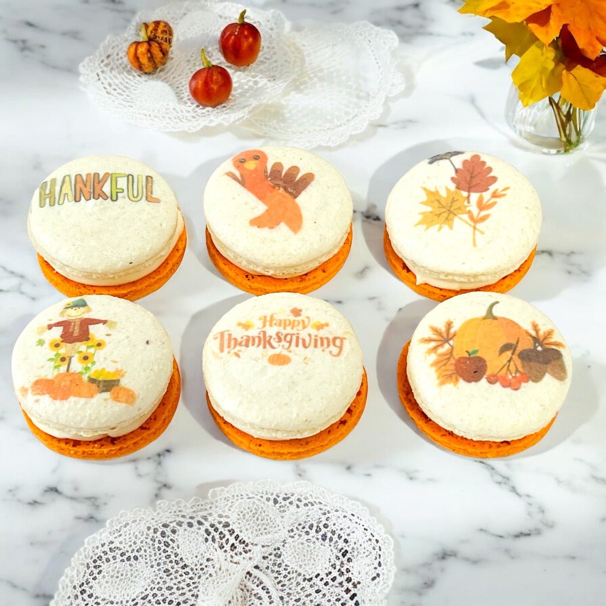 Vegan Thanksgiving Macarons Gift Box – Custom Flavors, 6, 12, or 24 Pack Options - Macaron Centrale6 Pack