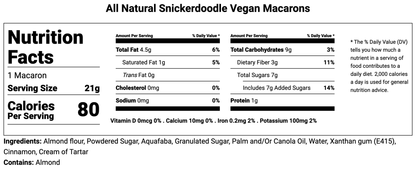 Wholesale All Natural Snickerdoodle Vegan Macarons | A great addition for your bakery establishment or your next party - Macaron Centrale24 Pack