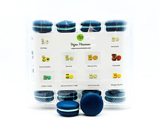 Wholesale Blue Curacao Vegan Macarons | Available in 24 & 48 Pack | A great addition for your bakery establishment or your next party - Macaron Centrale24 Pack