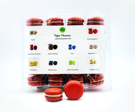 Wholesale Chocolate Red Velvet Vegan Macarons |Available in 24 & 48 Pack | A great addition for your bakery establishment or your next party - Macaron Centrale24 Pack