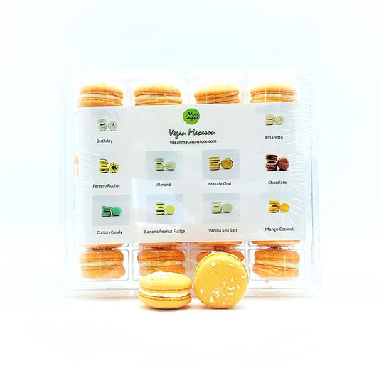 Wholesale Mango Coconut Vegan Macarons | Available in 24 & 48 Pack - Macaron Centrale24 Pack