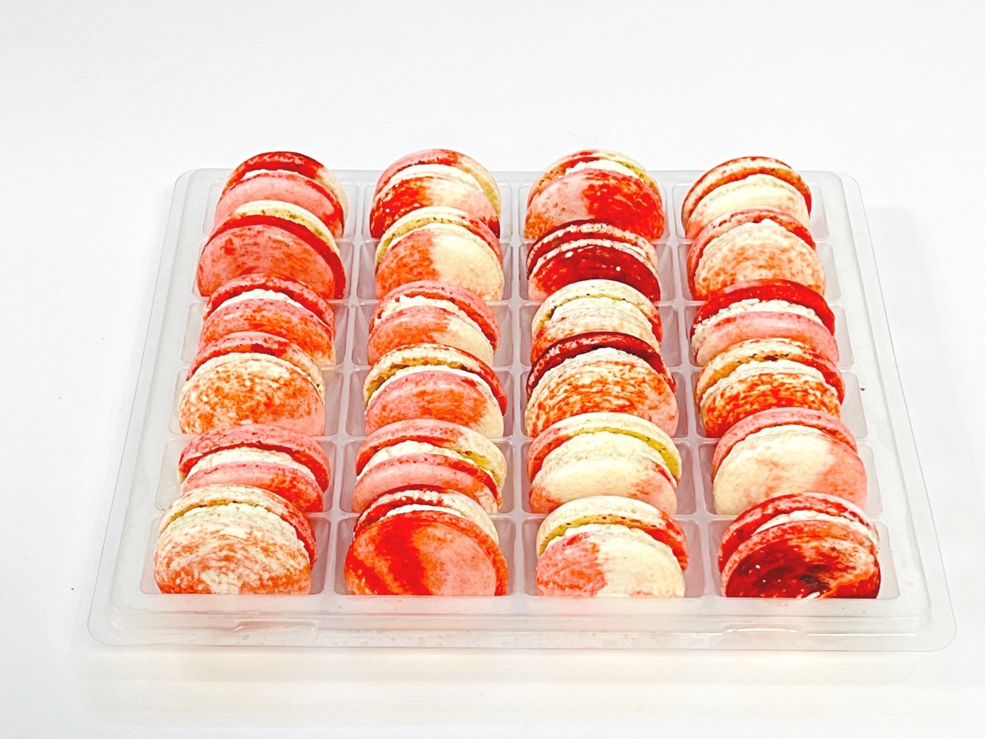 Wholesale Strawberry Cheesecake Vegan Macarons | Available in 24 & 48 Pack | A great addition for your bakery establishment or your next party - Macaron Centrale24 Pack