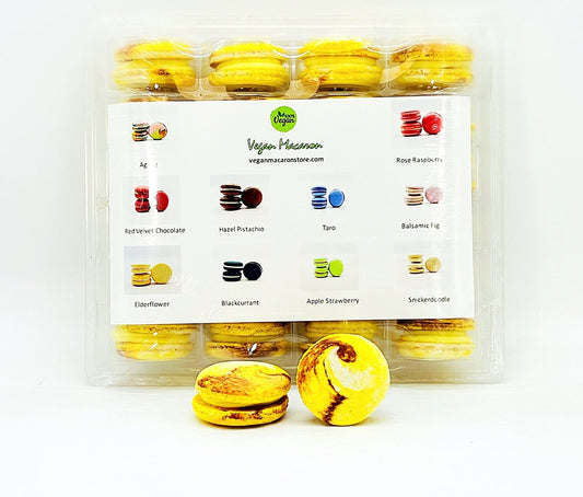 Wholesale Yellow Planet (Lemon Chocolate) Vegan Macarons | Available in 24 & 48 Pack - Macaron Centrale24 Pack