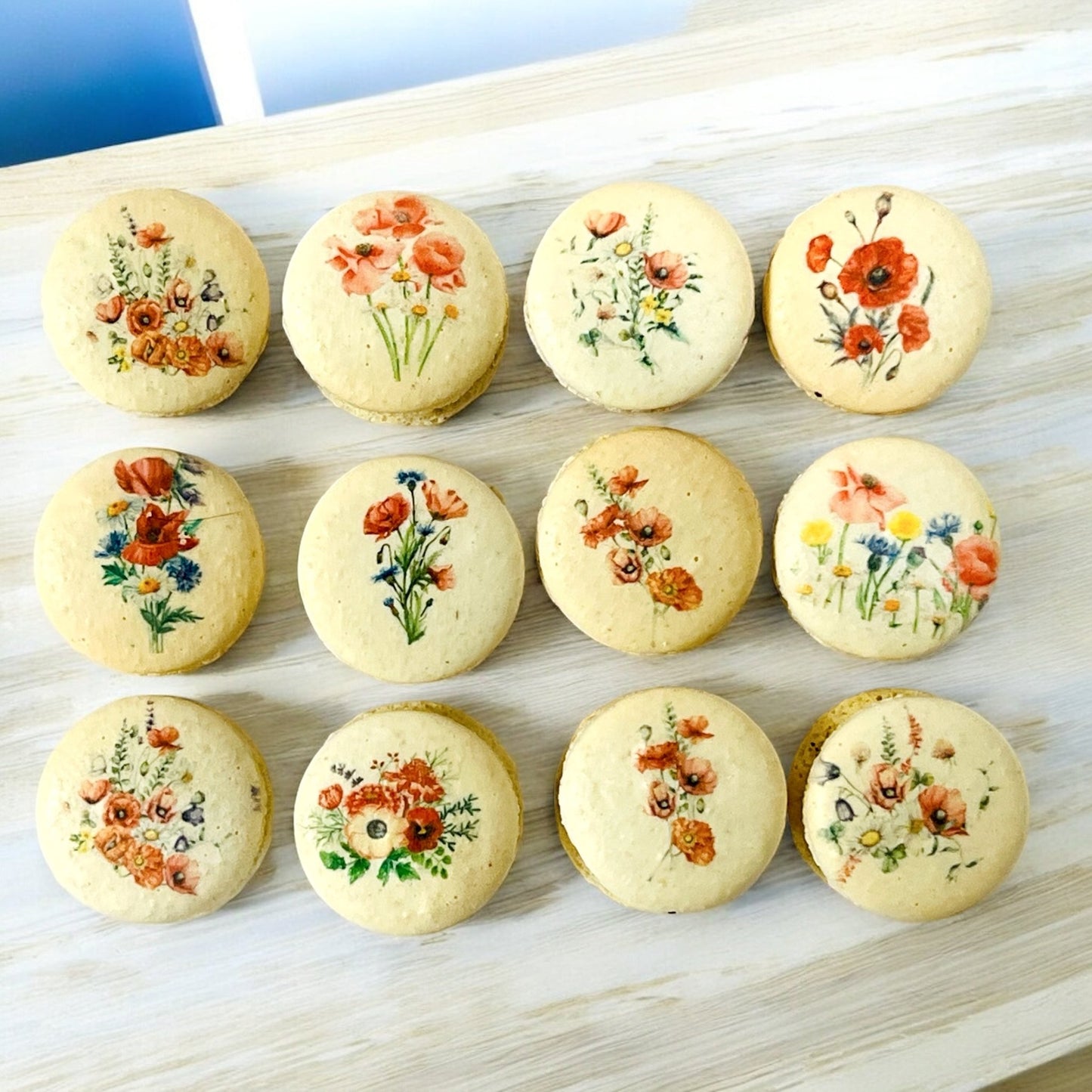 Wildflower Garden Macarons – Custom Flavors Available in 6 or 12 Pack - Macaron Centrale6 Pack