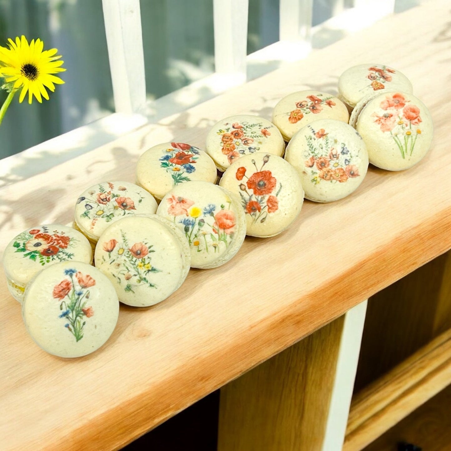 Wildflower Garden Macarons – Custom Flavors Available in 6 or 12 Pack - Macaron Centrale6 Pack