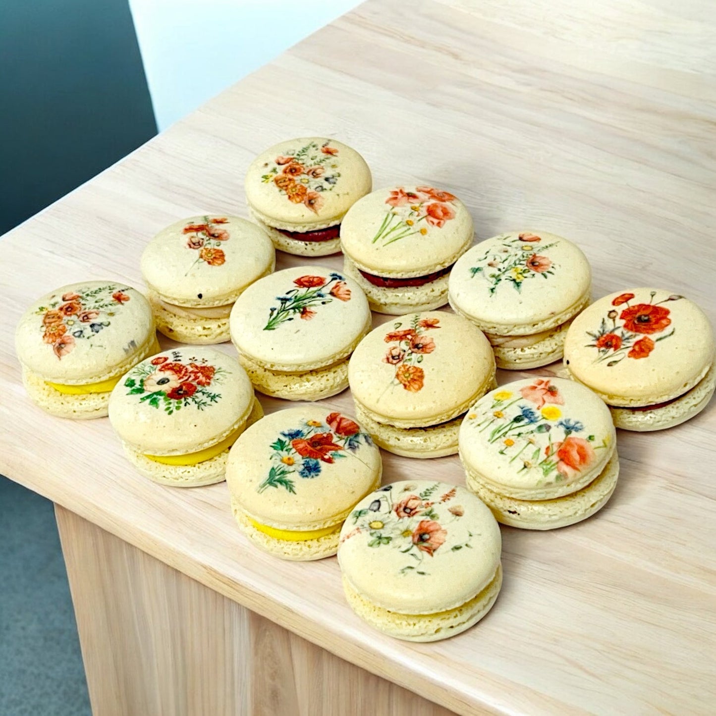 Wildflower Garden Macarons – Custom Flavors Available in 6 or 12 Pack - Macaron Centrale6 Pack