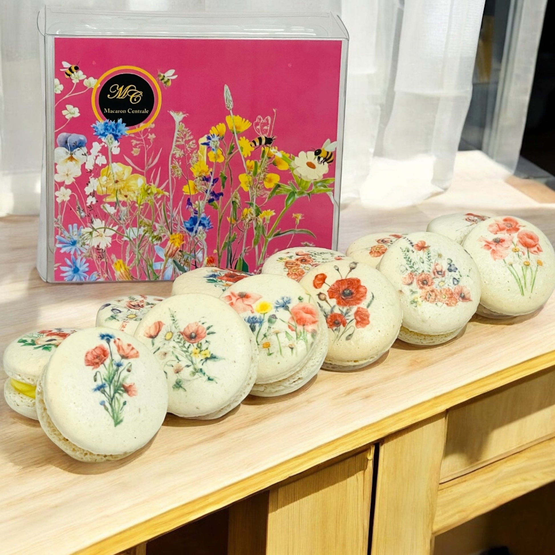 Wildflower Garden Macarons – Custom Flavors Available in 6 or 12 Pack - Macaron Centrale6 Pack