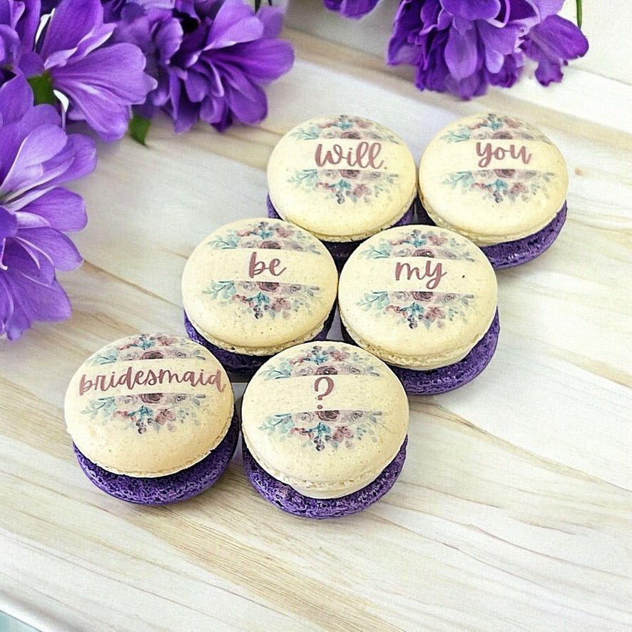 Will You Be My Bridesmaid?" 6 - Pack Macaron Set - Macaron CentralePurple