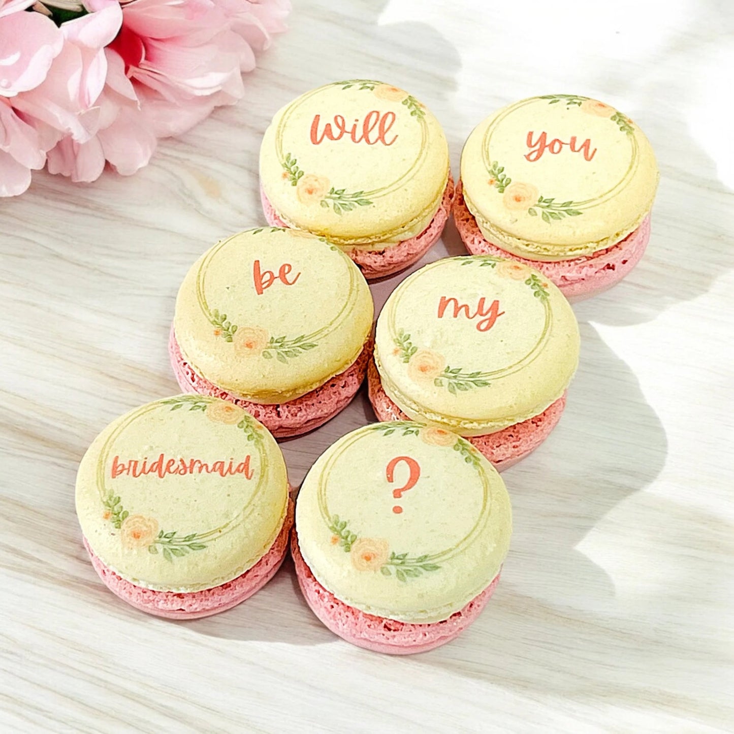 Will You Be My Bridesmaid?" 6 - Pack Macaron Set - Macaron CentralePink