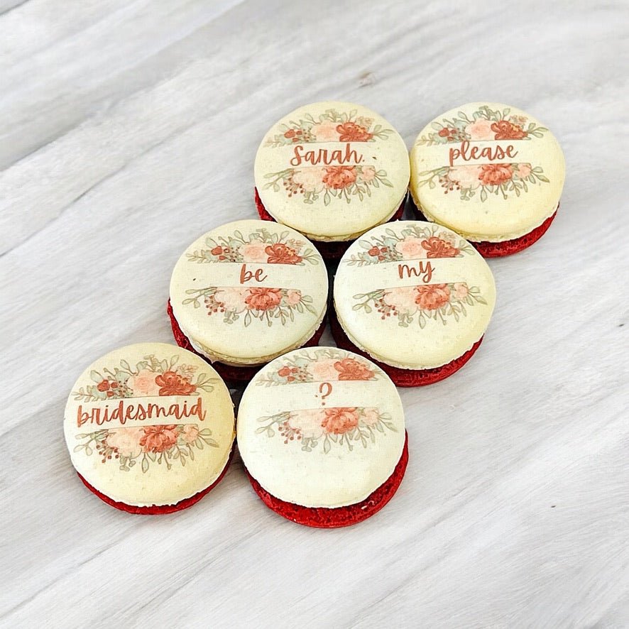 Will You Be My Bridesmaid?" 6 - Pack Macaron Set - Macaron CentraleRed