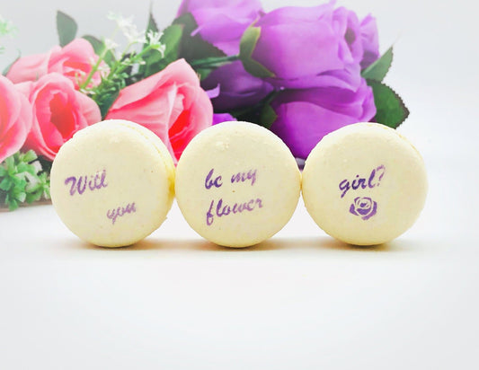 Will you be my flower girl French Macaron Set (3 Pack) | Bridesmaid Proposal/ Gift - Macaron CentraleRed