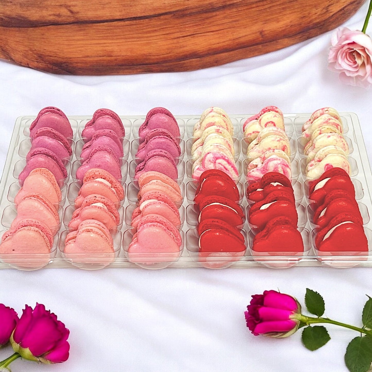 XOXO Vibe: A Flavorful Quartet of Heart - Shaped French Macarons in One Set | 36 Pack - Macaron Centrale