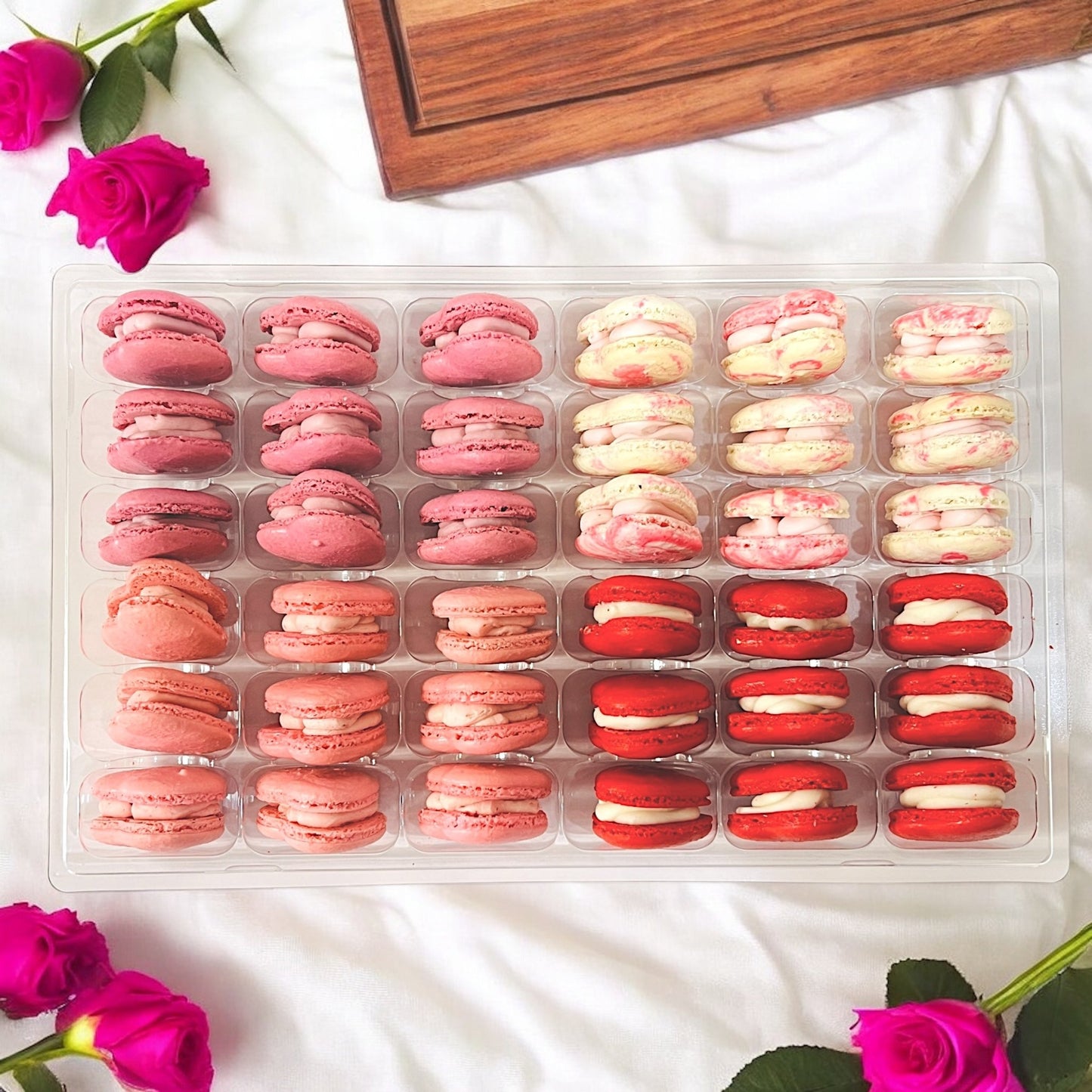 XOXO Vibe: A Flavorful Quartet of Heart - Shaped French Macarons in One Set | 36 Pack - Macaron Centrale