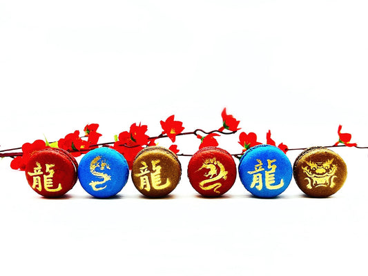 Year of The Dragon | Assorted French Macaron decorated with Gold Dust - Macaron CentraleVariety6 Pack