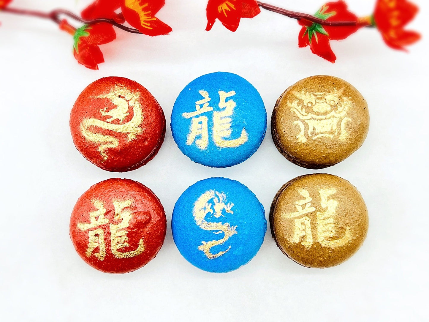 Year of The Dragon | Assorted French Macaron decorated with Gold Dust - Macaron CentraleVariety6 Pack