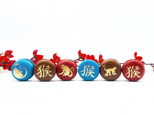 Year of The Monkey | Assorted French Macaron decorated with Gold Dust - Macaron CentraleVariety6 Pack