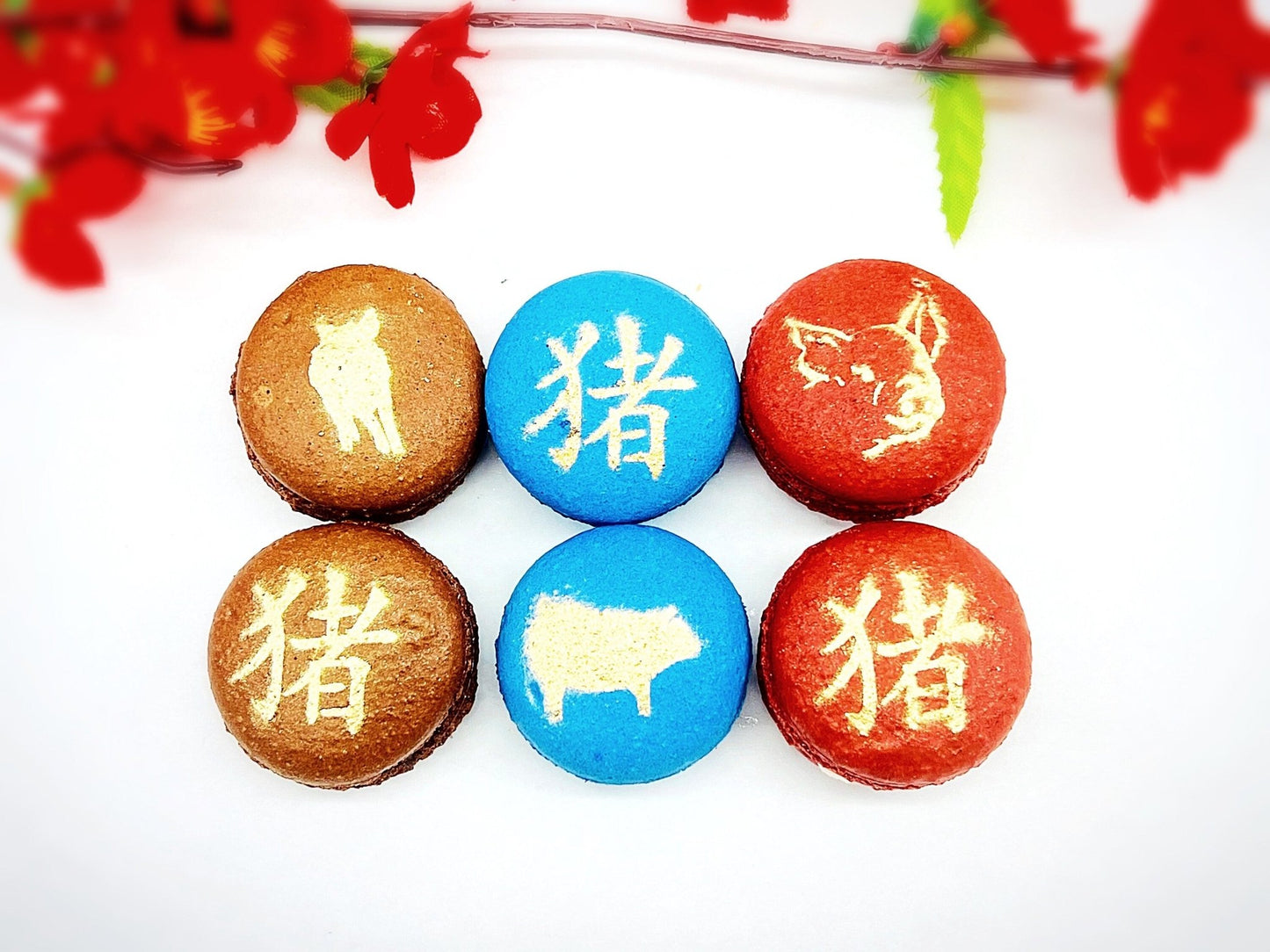 Year of The Pig | Assorted French Macaron decorated with Gold Dust - Macaron CentraleVariety6 Pack