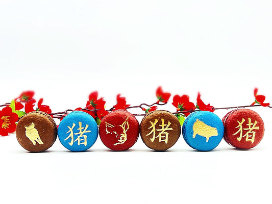 Year of The Pig | Assorted French Macaron decorated with Gold Dust - Macaron CentraleVariety6 Pack